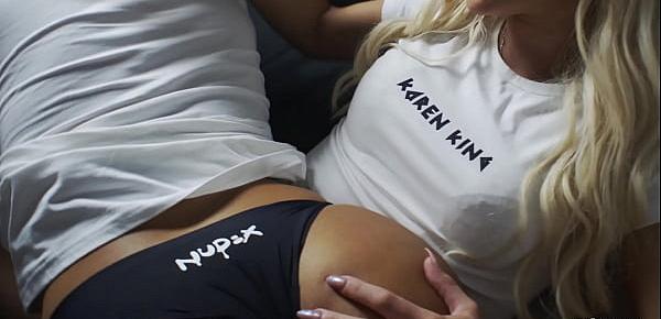 Two sexy babes making out in front of Nudex camera